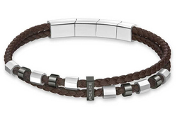 Fotoja e Byzylyk lëkure për meshkuj Police Freeway Double Leather Bracelet PEAGB0035604, i kaftë