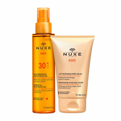 Fotoja e Set Nuxe Sun Tanning Oil Gift Set, vaj për nxirje SPF 30 150 ml + losion pas diellit 100 ml