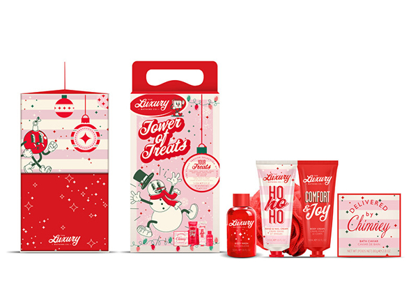 Fotoja e Set Xhel dushi 50 ml, Krem trupi 50 ml, Krem duarsh 50 ml, Perla banje 80 g dhe një Sfungjer për larje Grace Cole Christmas Candy, Cocoa & Vanilla
