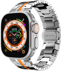 Fotoja e Rrip ore 4wrist Iron Man Steel për Apple Watch 42/44/45/49 mm, i argjendtë