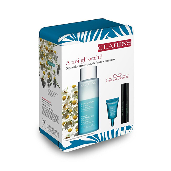 Fotoja e Set Clarins Démaquillant Express Eye Care, pastrues grimi 125 ml + maskë për sytë 3 ml + maskarë 3 ml