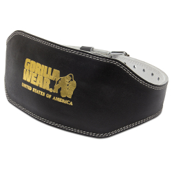 Fotoja e Gorilla Wear 6 Inch Padded Leather Lifting Belt - Black/Gold, L/XL