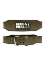 Fotoja e Gorilla Wear 4 Inch Padded Leather Lifting Belt - Army Green, L/XL