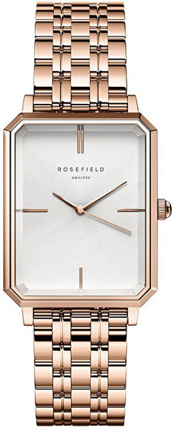 Fotoja e Orë dore për femra Rosefield The Octagon White Sunray Steel Rose Gold OCWSRG-O42, ari rozë