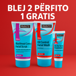 Fotoja e Set 2+1 GRATIS Beauty Formulas, Pastrues për fytyrë, 150ml, Skrab për fytyrë, 150ml, + Trajtues për akne, 30ml