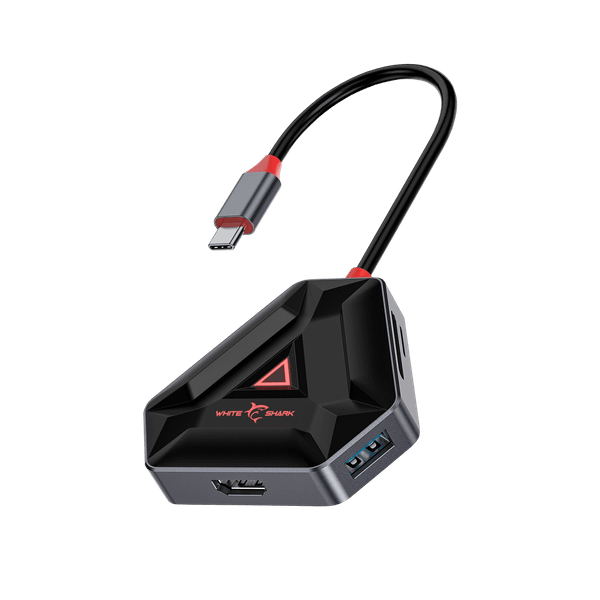 Fotoja e USB Hub White Shark Hexagon, 6në1, i zi