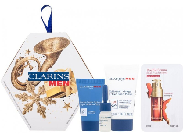 Fotoja e Set për meshkuj Calrins ClarinsMen Recruit Kit, xhel pastrues pvr fytyrë 30 ml + balsam për fytyrë 12 ml + serum 0.9 ml