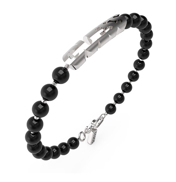 Fotoja e Byzylyk për meshkuj GUESS	Edgy Styles JUMB04059JWSTBK, 19 cm, i zi/argjendtë