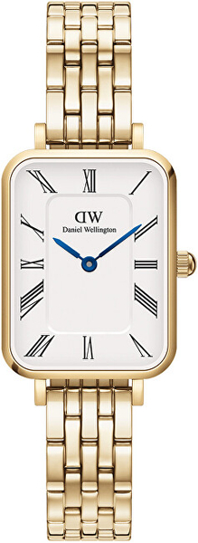 Fotoja e Orë dore për femra Daniel Wellington Quadro Roman Numerals 5-Link, e artë