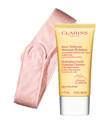 Fotoja e Set pastrues hidratues me shkumë 75 ml + rrip flokësh kozmetik Clarins