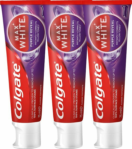 Fotoja e Set pastë dhëmbësh Colgate Max White Purple Trio, 3 copë, 3 x 75 ml,