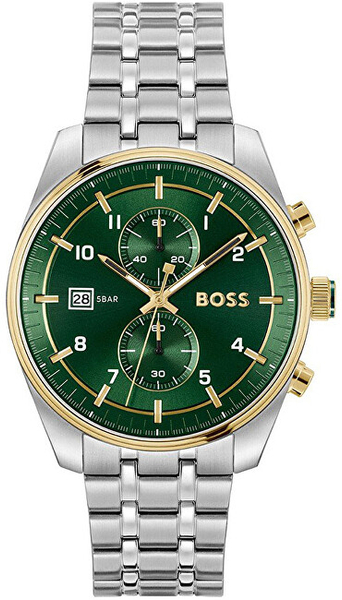 Fotoja e Orë dore për meshkuj Hugo Boss Skytraveller 1514195, e argjendtë/gjelbër