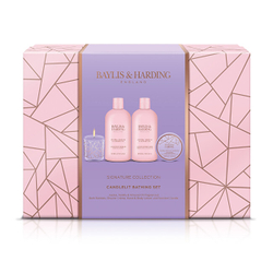 Fotoja e Set për femra Baylis&Harding Jojoba & Vanilla, krem dushi 300 ml + shkumë banjoje 300 ml + qumësht për trup dhe duar 50 ml + qiri aromatik 60 g