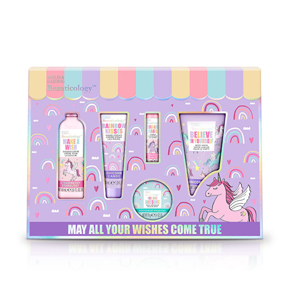 Fotoja e Set për fëmijë Baylis & Harding Unicorn, xhel dushi 50 ml + krem dushi 50 ml + kristale për vaskë 70 g + balsam për buzë 5 g + krem duarsh 30 ml