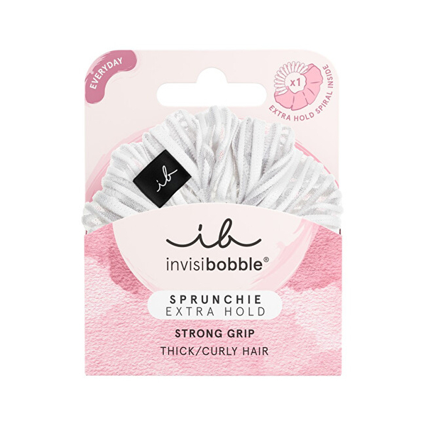 Fotoja e Lidhëse për flokë Invisibobble Sprunchie Extra Hold Pure White Hair Scrunchie, e bardhë