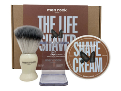 Fotoja e Set rroje Men Rock London Sandalwood, Krem rroje 100g + furçë rroje sintetike + mbajtëse brushash