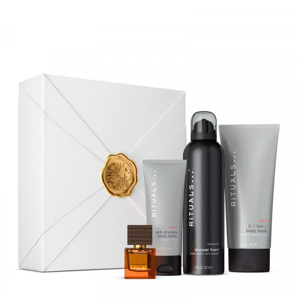 Fotoja e Set Rituals Homme Collection Xhel dushi 200 ml + Shampo 70 ml + Losion trupi 70 ml + Eau de Parfum L'essentiel 15 ml