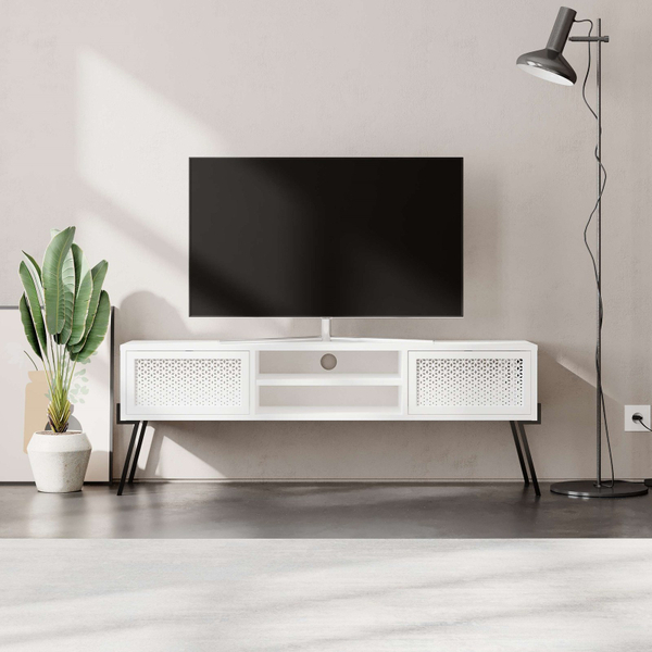 Fotoja e Komodë për TV Decortie Naive 140 cm, e bardhë