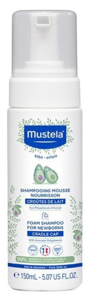 Fotoja e Shampo shkumë për foshnja të posa lindura Mustela, 150 ml