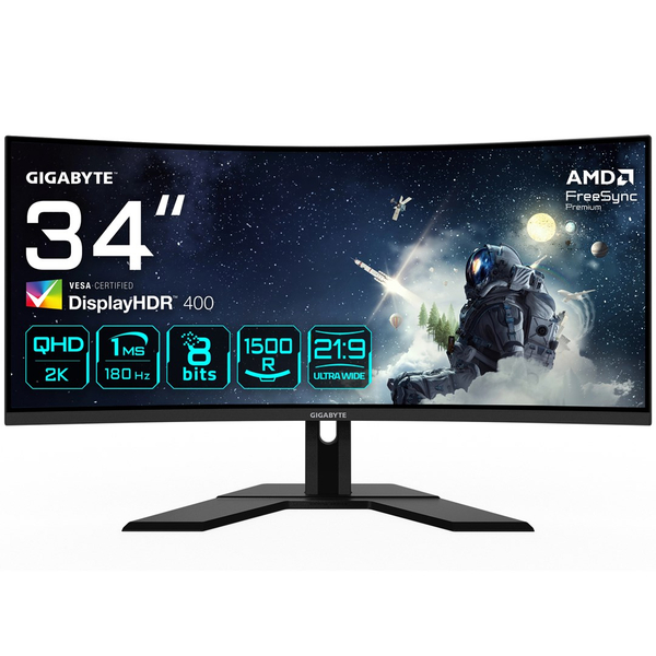Fotoja e Monitor GIGABYTE G34WQCP, 34", UWQHD, 180 Hz, i zi