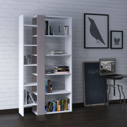 Fotoja e Raft për Libra Decortie Lift,  hiri / bardhë (80x29x151 cm)