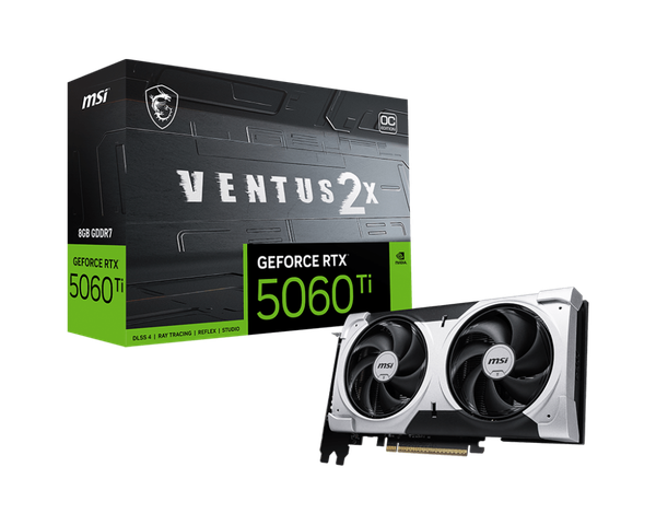 Fotoja e Kartela grafike MSI RTX 5060 Ti 8GB GDDR7, Ventus 2X, Dual Fan