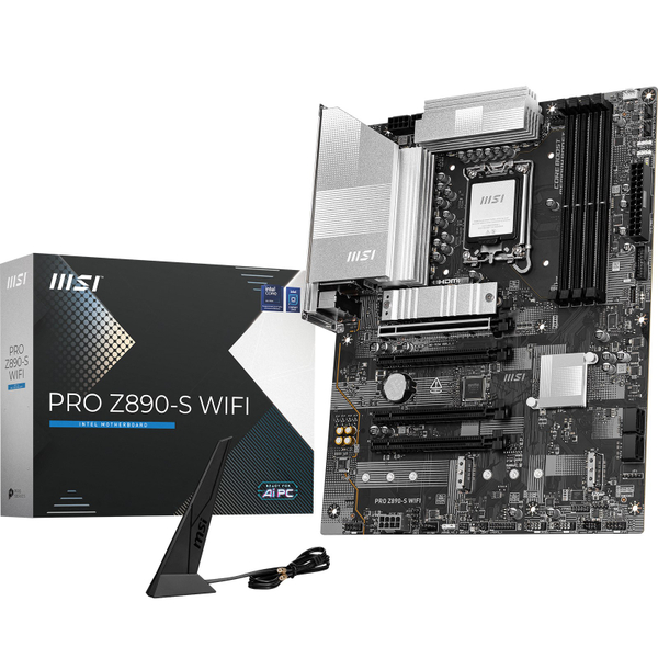 Fotoja e Pllakë amë MSI PRO Z890‑S WIFI, Intel Z890, LGA 1851, DDR5, ATX, e argjendtë