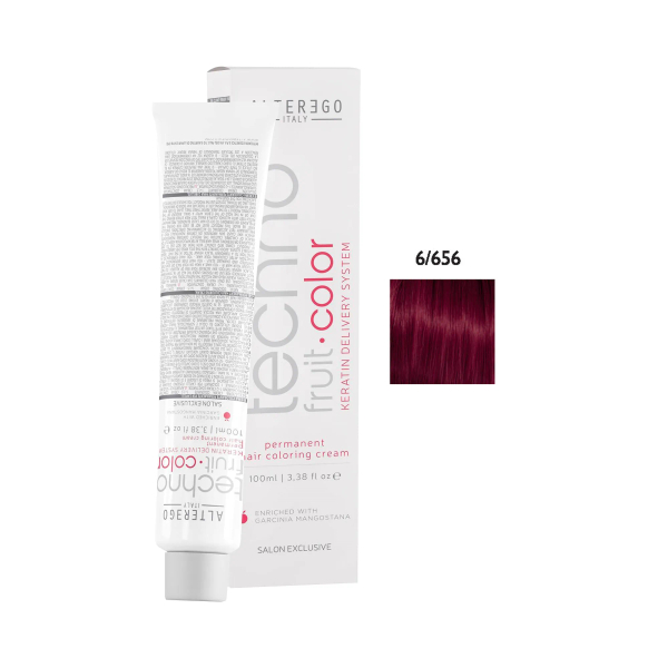 Fotoja e Ngjyrë për flokë Alter Ego Techno Fruit Color, 6/656 Dark Blonde Red Intense Mahogany, 100 ml