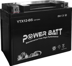 Fotoja e Bateri për motoçikletë Power Batt YTX12-BS, 12V 12-AH