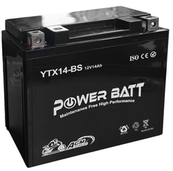 Fotoja e Bateri për motoçikletë Power Batt YTX14-BS, 12V 14-AH