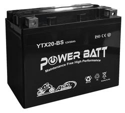 Fotoja e Bateri për motoçikletë Power Batt YTX20L-BS, 12V 20-AH