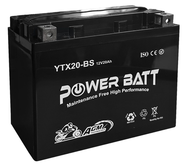 Fotoja e Bateri për motoçikletë Power Batt YTX20L-BS, 12V 20-AH