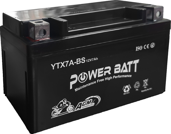 Fotoja e Bateri për motoçikletë Power Batt YTX7A-BS, 12V 7-AH