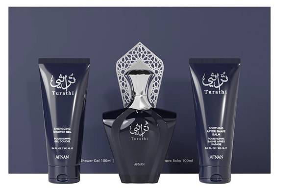 Fotoja e Set për meshkuj Afnan Turathi Blue, EDP 90 ml + balsam pas rruajtjes 100 ml + xhel dushi 100 ml