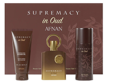 Fotoja e Set kozmetik Afnan Supremacy In Oud, ekstrakt parfumi 100 ml + xhel dushi 150 ml + deodorant sprej 150 ml