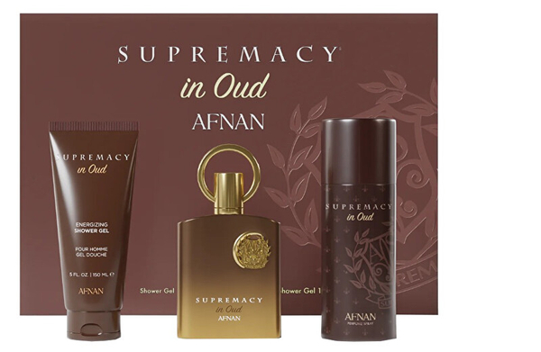 Fotoja e Set kozmetik Afnan Supremacy In Oud, ekstrakt parfumi 100 ml + xhel dushi 150 ml + deodorant sprej 150 ml
