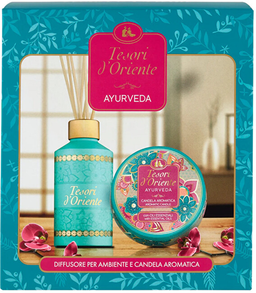 Fotoja e Set arome për shtëpi Tesori d'Oriente Ayurveda, shpërndarës aromatik 250 ml + qiri aromatik 109 g