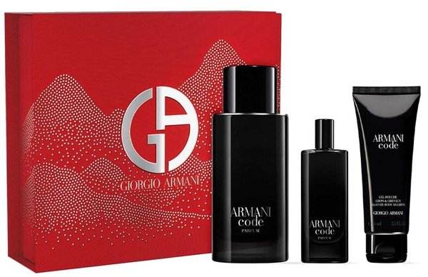 Fotoja e Set për meshkuj Giorgio Armani Armani Code Parfum, parfum 125 ml + xhel dushi 75 ml + parfum 15 ml