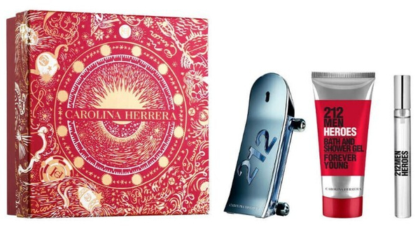 Fotoja e Set për meshkuj Carolina Herrera 212 Men Heroes, EDT 90 ml, xhel dushi 100 ml, EDT 10 ml