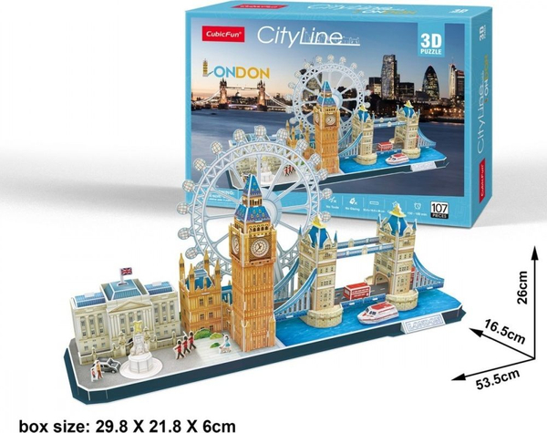 Fotoja e Puzzle Dante 3D City Line Londër 20253, 107 elemente