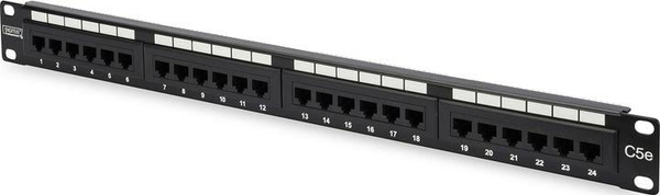 Fotoja e Panel rrjeti Digitus 19" 1U me 24 porta RJ45, LSA Cat.5e (DN-91524U)