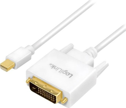 Fotoja e Kabllo LogiLink DisplayPort Mini në DVI-D, 1.8m, e bardhë