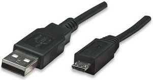 Fotoja e Kabllo Manhattan USB-A në microUSB, 0.5m, e zezë