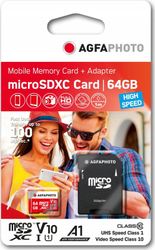 Fotoja e Kartë memorie AgfaPhoto MicroSDXC, 64GB, Class 10 UHS-I/U1 V10 (SB6032)