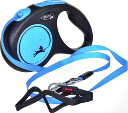 Fotoja e Zinxhir për qen Flexi Automatic Lanyard New Neon, M, 5m, i kaltër