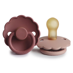 Fotoja e FRIGG Daisy Natural Rubber Pacifier 2 Pack - Blush/Woodchuck