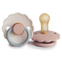 Fotoja e FRIGG Daisy Natural Rubber Pacifier 2 Pack - Blush/Cotton Candy