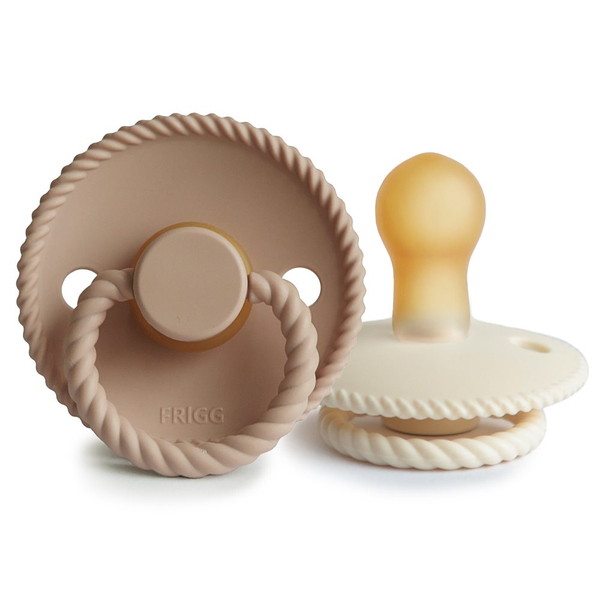 Fotoja e FRIGG Rope Natural Rubber Pacifier 2 Pack - Cream/Croissant