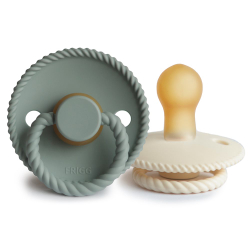 Fotoja e FRIGG Rope Natural Rubber Pacifier 2 Pack - Cream/Sage
