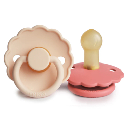 Fotoja e FRIGG Daisy Natural Rubber Pacifier 2 Pack - Pink Cream/Poppy